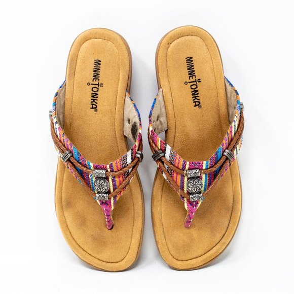 Minnetonka Shoes - Minnetonka Flip Flop Thong Sandals Multicolor Aztec Charm Womens Size 7 5905954